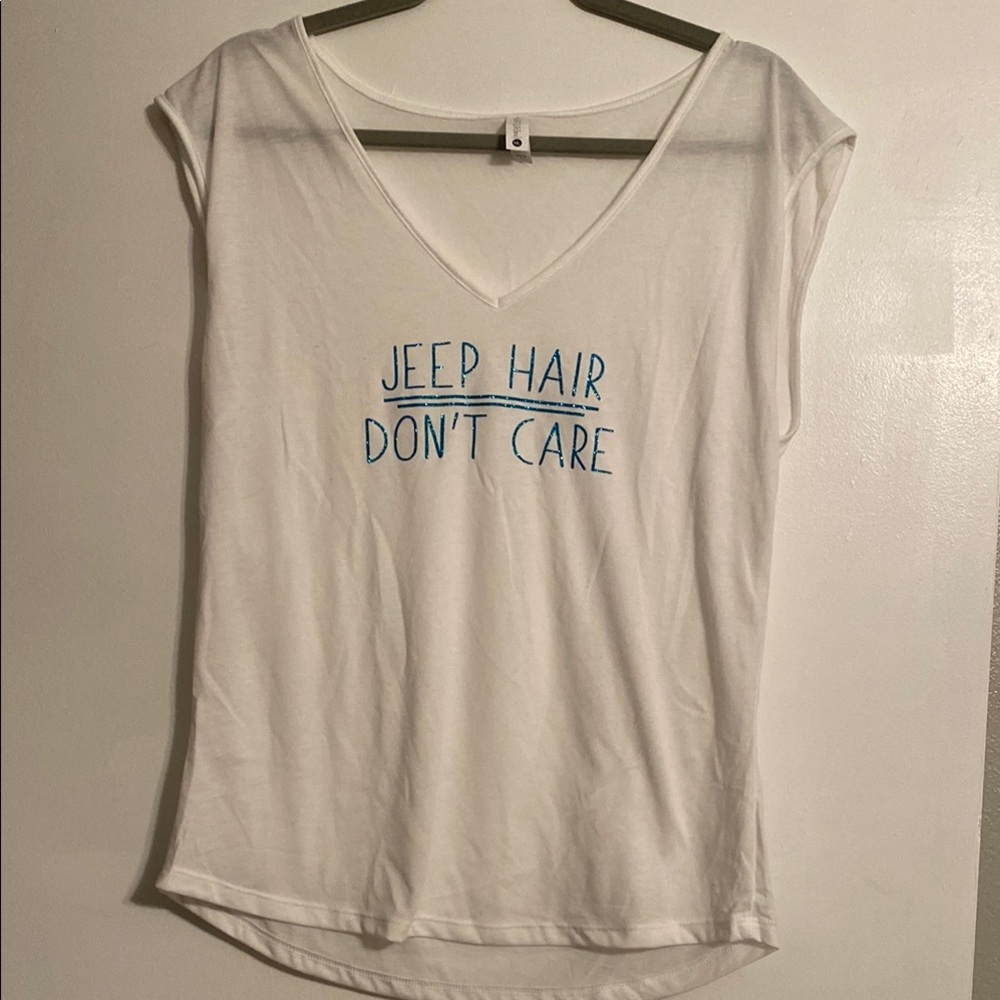 White Jeep Hair Don’t Care Short Sleeve Tee